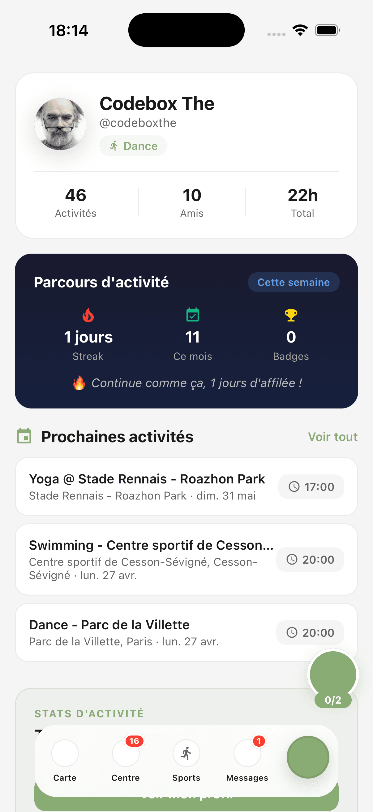 Tribbr — écran profil